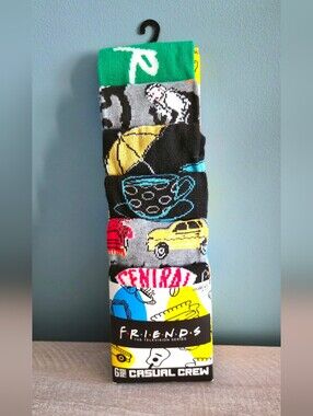 FRIENDS Theme Colorful Icon Crew Sock Set x6 NWT